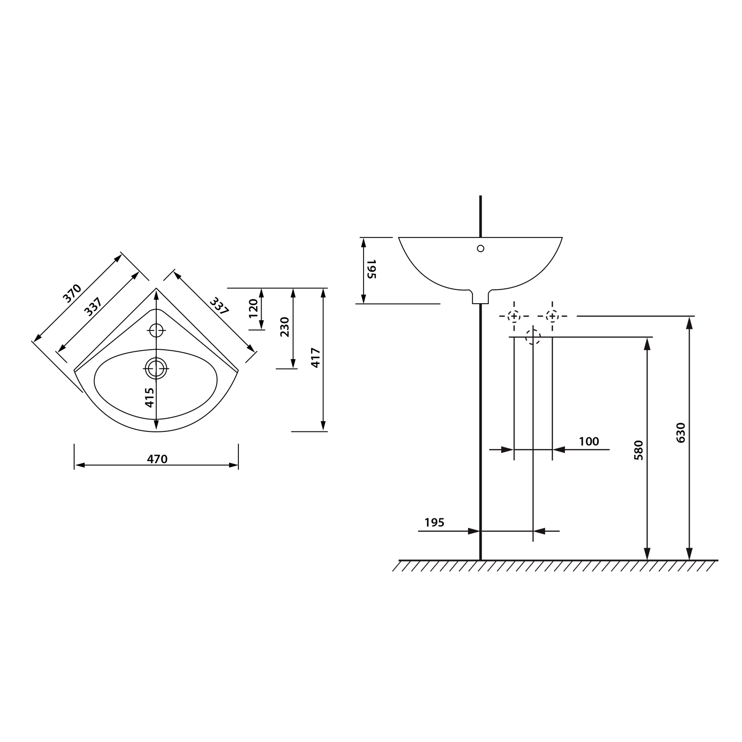 LUIGI keramické umývátko rohové 34x34 cm, bílá